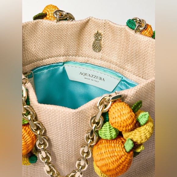Aquazzura Citrus Punch Mini Embellished Raffia Tote - Neutral $1,295 - Picture 6 of 12